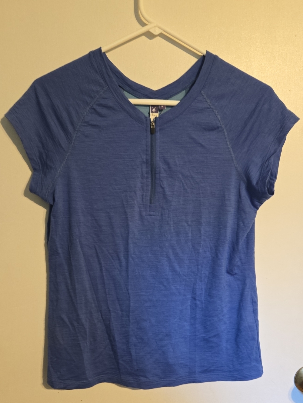 Ibex Blue Women's Short Sleeve Zip-Front Top